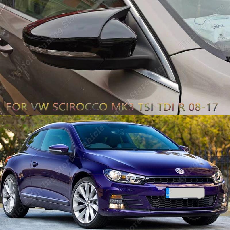 

Для Volkswagen Scirocco MK3 2 шт. глянцевый черный автомобильный чехол для зеркала заднего вида, накладка в виде ракушки, рамка Scirocco 3TH TSI TDI R