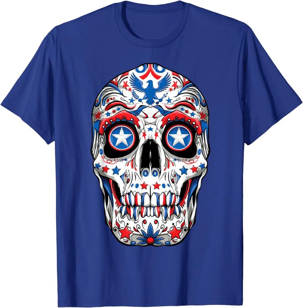 Zuckerschädel 4. Juli T-Shirt Damen Herren Jungen Vierter USA