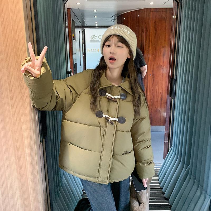 Short Down Jacket for Women with Hood and Loose Design Winter Coat