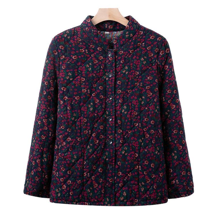 

Куртка для среднего и пожилого возраста, зимняя одежда, утолщенное хлопковое пальто с цветочным рисунком для пожилой женщины и бабушки, носящей хлопковую одежду 5XL