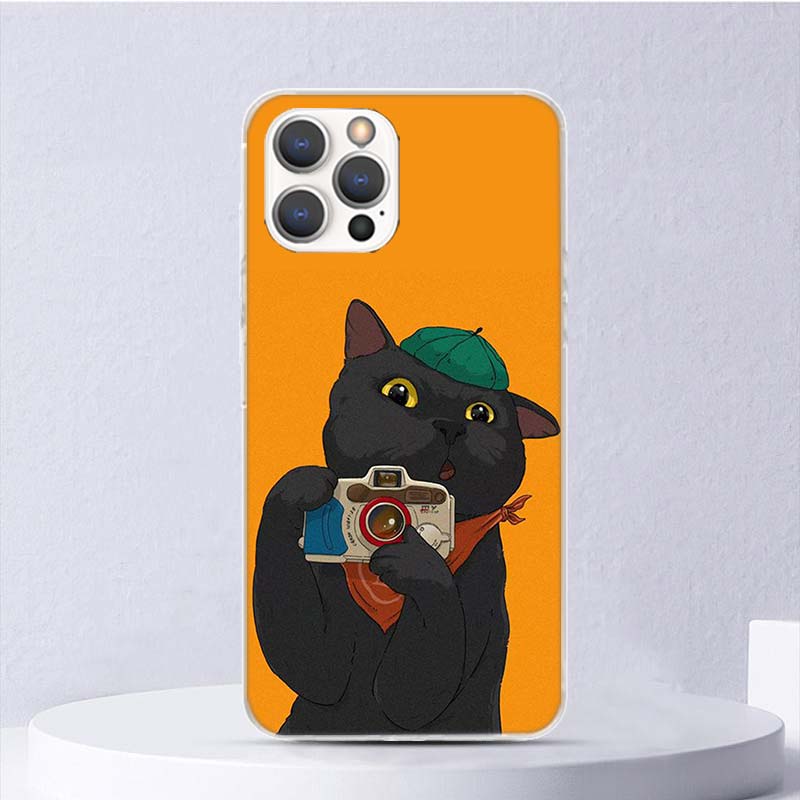 Roztomilý kreslený kryt na telefon pro iPhone 11 12 13 Mini 14 Pro Max Apple X XS XR SE 7 Plus 8 + 6 6S 5S Funda Coqu