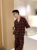 Korean Style Plaid Lace Couple Homewear Set - Autumn/Winter