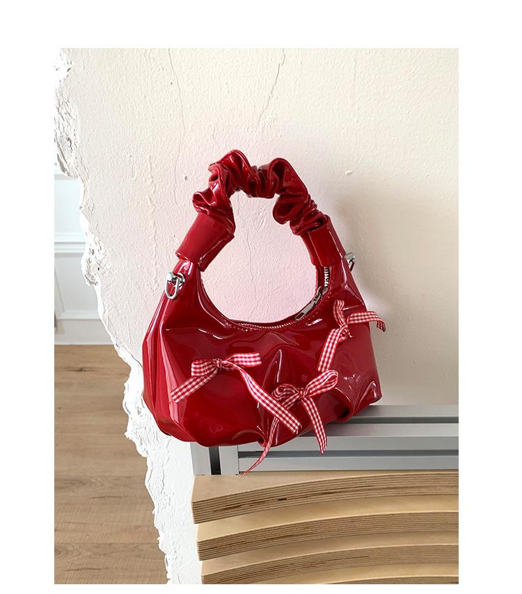 

Summer 2025 new messenger bag pleats Korean version niche design simplicity light luxury bow handbag women