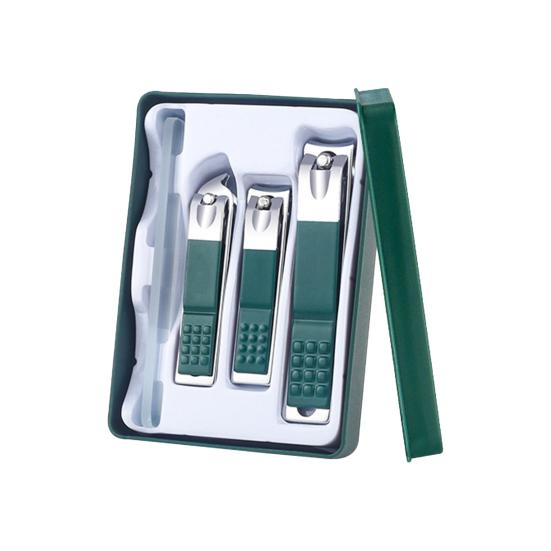 Conjunto de 4 cortadores de unhas de aço inoxidável com caixa de armazenamento de design anti-respingos Kit de manicure e pedicure fácil de usar para cuidados com os pés e unhas