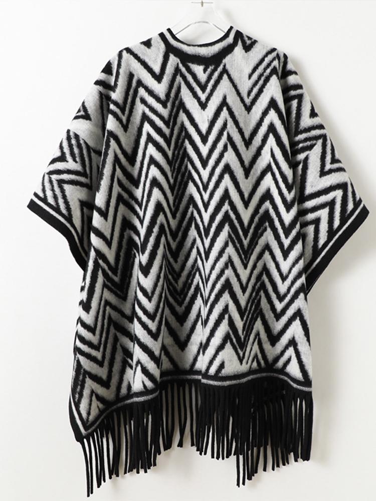 Winter Women Scarf Layers Poncho Elegant Lady Men Retro Striped Print Wraps Shawl Warm Scarve Capa Para Mujer Pashmina Cloak New