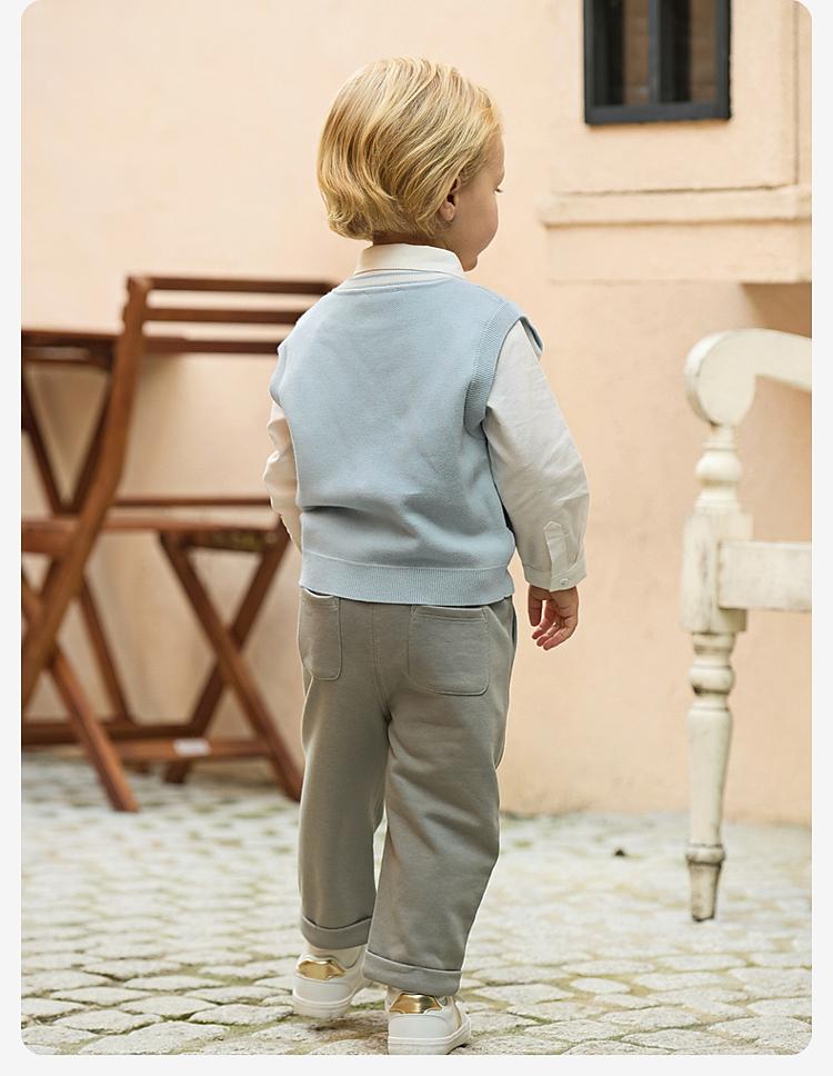 David Bella Boys' Sweater Vest Autumn Edition New Children's Anti static College Style Pure Cotton Knitted Shoulder Vest