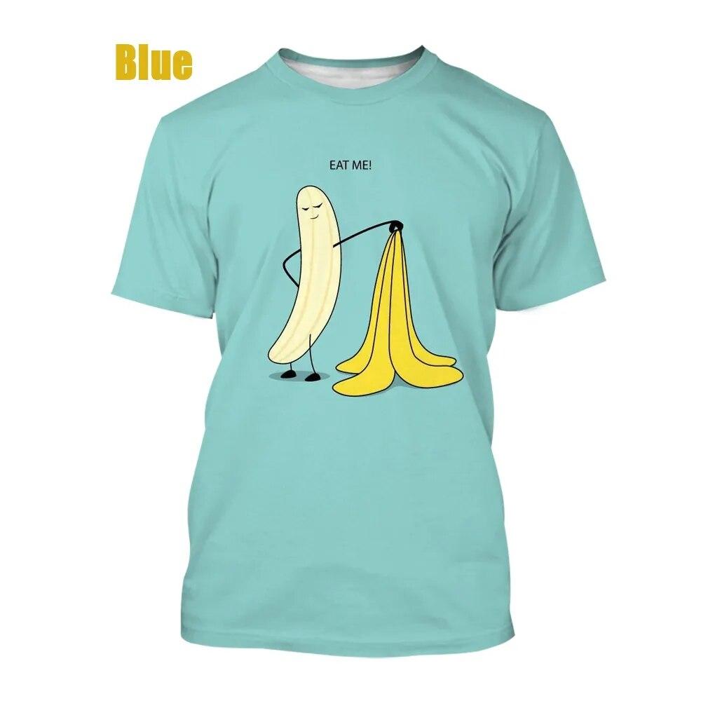 Summer Men and Woman T-shirt Fun Banana Fruit Cartoon 3D Printing O-neck Tee Unisex Fashion Casual Oversized Short Sleeved Top