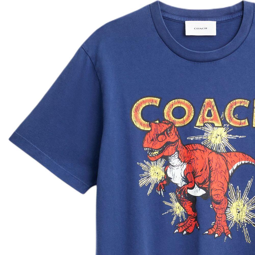 Coach FW25 Washed Cotton Dinosaur Print Crew Neck Short Sleeve T-Shirt Men Tops CCV60-P0R