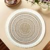 6-10pcs Bohemian Round Tassel Placemats Woven Linen Round Heat-insulating Flower Pattern Table Mats Dining Tables Decorative Mat