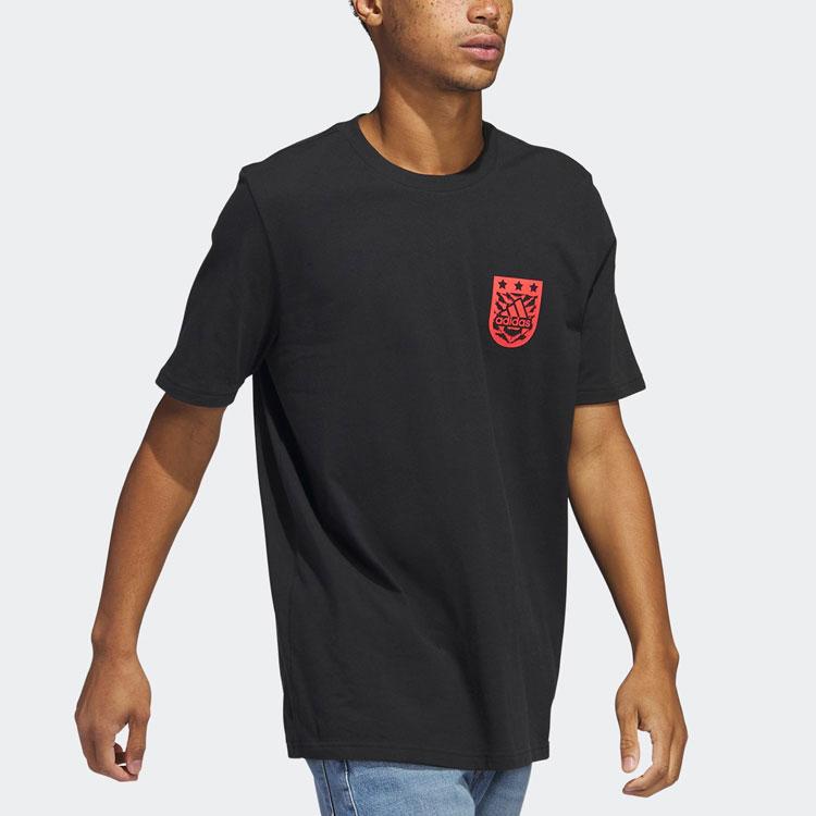 Adidas Logo Print Crew Neck T-Shirt Men Tops Black HA7208