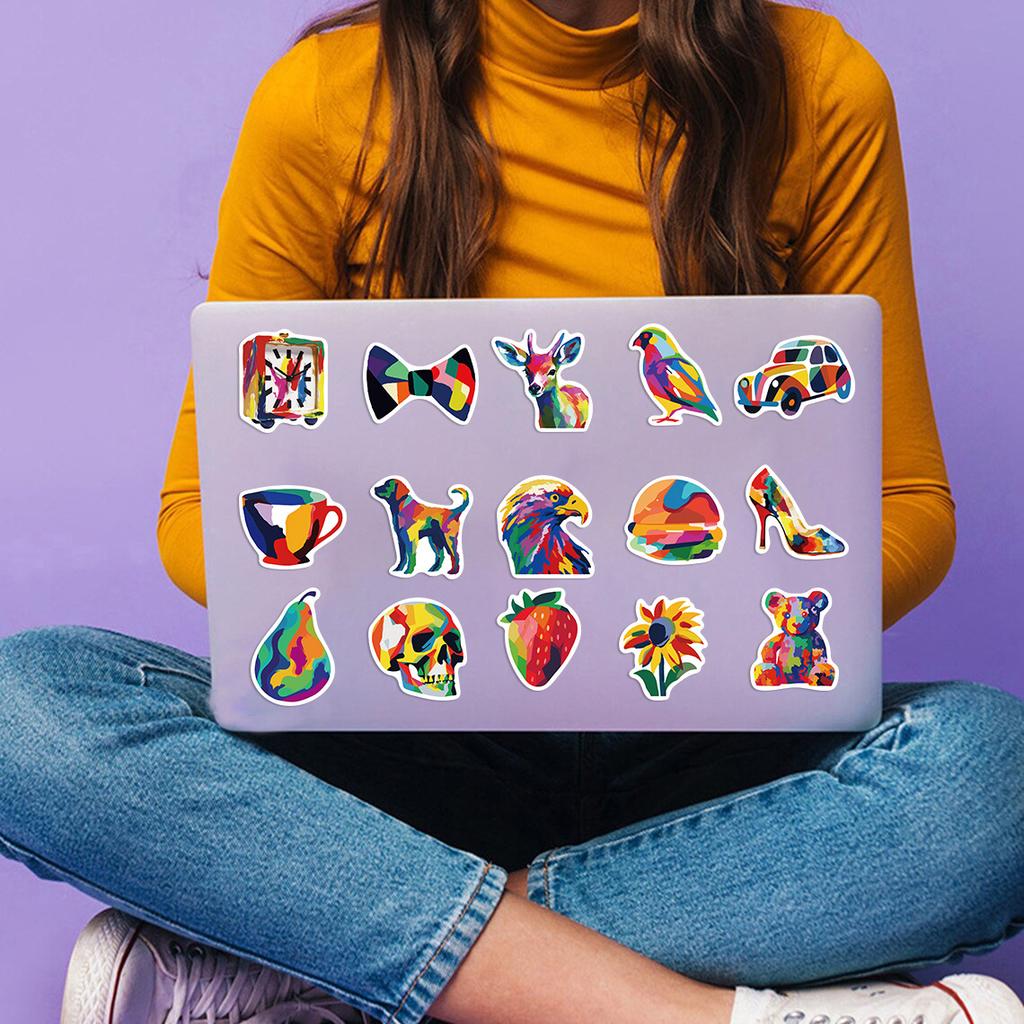 50 Colored Lines Animal Graffiti Stickers Guitar Laptop Suitcase DIY Waterproof Stickers