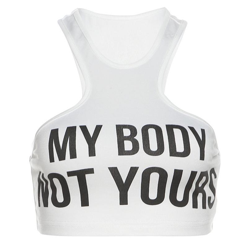 European and American women's clothing fashionable and sexy Spice Girls letter-printed T-shirt women's sleeveless slim-fitting inner U-neck small vest