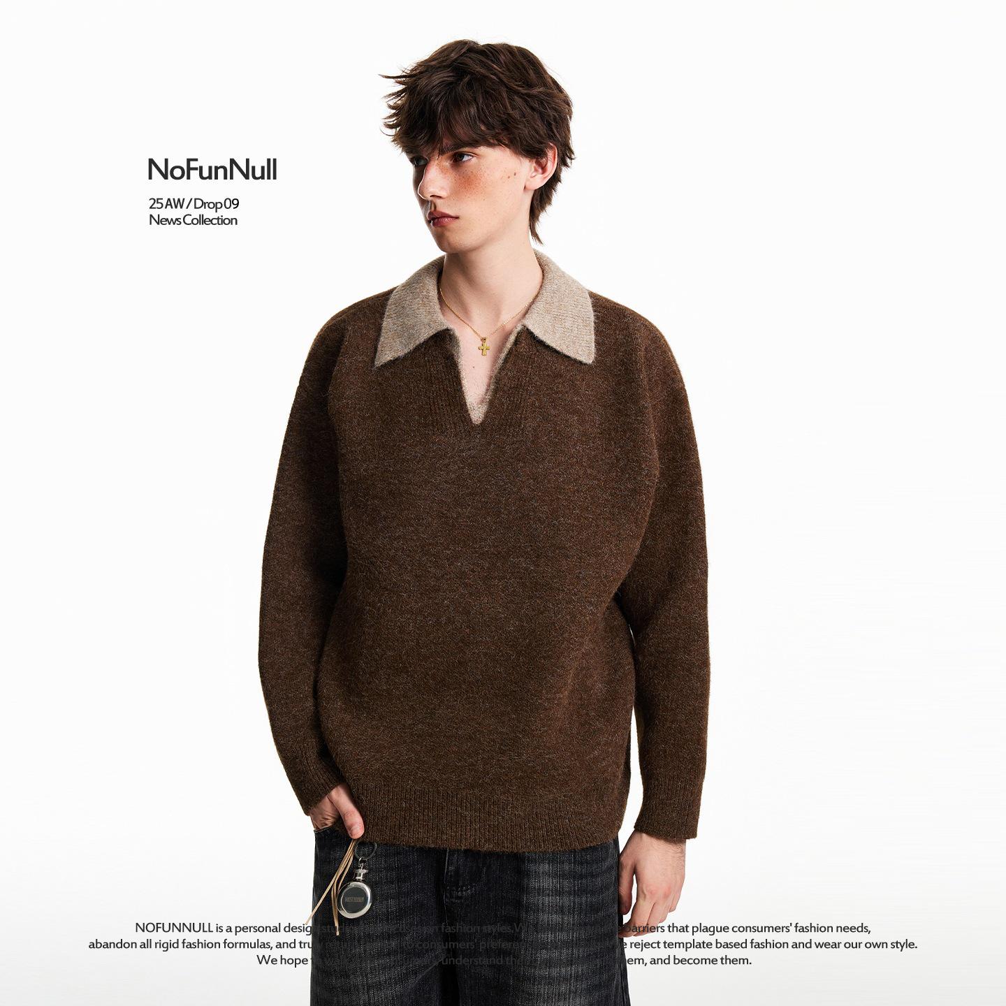 

Men s High-End Old Money Style V-Neck Polo Knit Sweater for Autumn/Winter 2XL