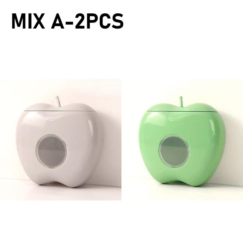 1/2/3PCS Apple Shaped Fresh Keeping Bag DispenserWall Mounted Kitchen Storage Box Plastic BagOrganizer Space Saving Kitchen Tool