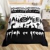 Kids Pumpkin Lantern Duvet Cover Set Twin King Halloween Bedding Set Microfiber Witch Mystery Graveyard Printt Comforter Cover