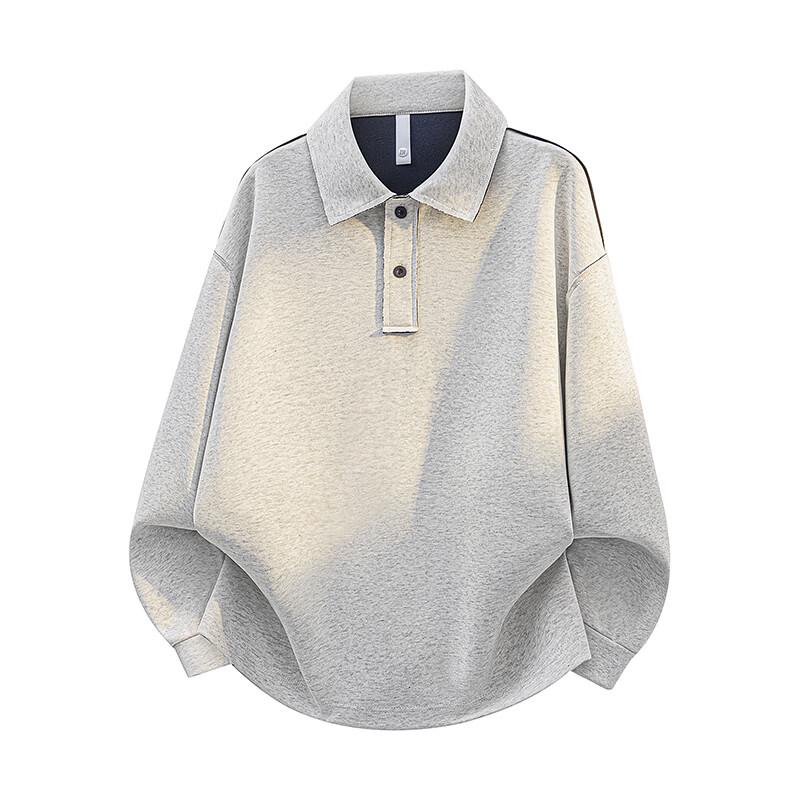 VUUG Men's Casual Loose Long Sleeve Polo Sweatshirt