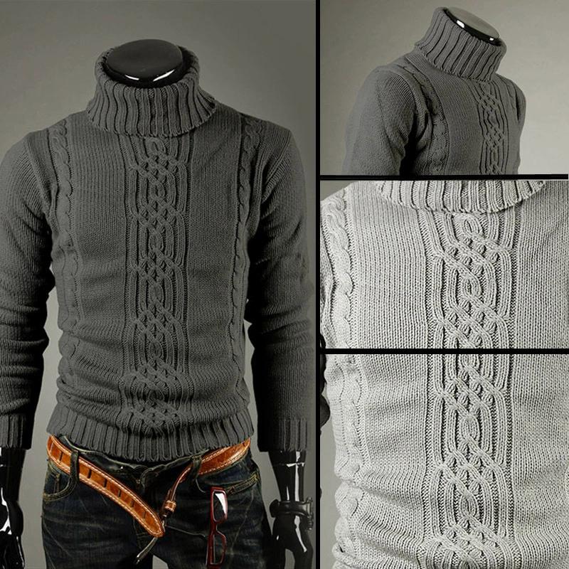 Maglione Caldo da Uomo Autunno Inverno Maglione a Maniche Lunghe Dolcevita Maglione Lavorato a Maglia Retro Maglione Pullover