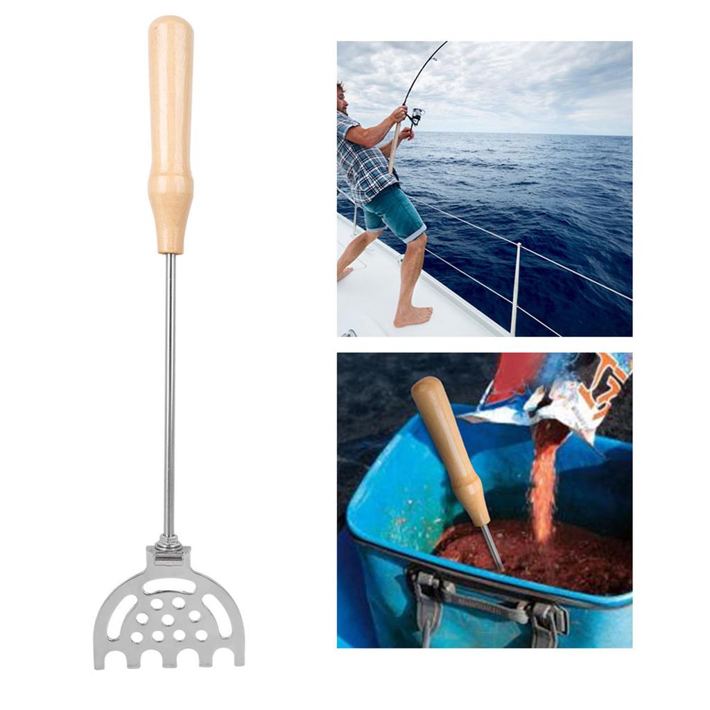 Stainless Steel Mini Wooden Handle Mix Shrimp Bait Shovel Fishing Tackle for Fisherman