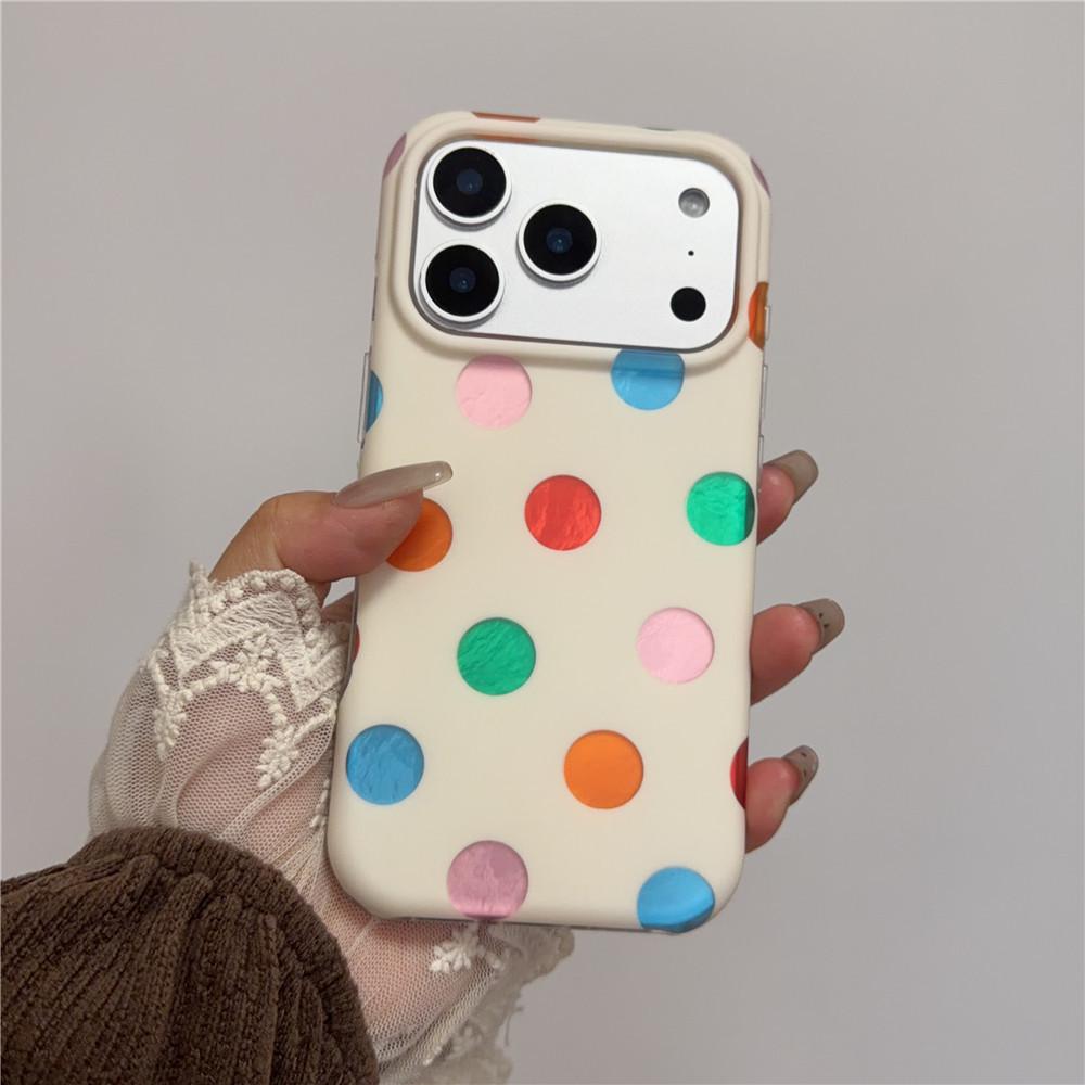 Creative Colorful Heart Polka Dot Case, Compatible with Apple iPhone 17 Pro Max, 15, 14, and 13 for Women