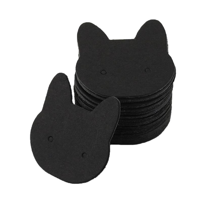 

50-Pieces Cat Head Earring Cards Paper Earring Display Cards 3.5x3.5cm Ear Studs Holder Handmade Jewelry Accessories