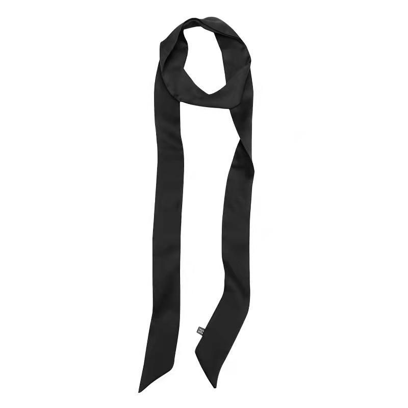 Versatile Korean-Style Silk Hairband & Scarf: 200cm Solid Color, Thin and Narrow, Ideal for Tying Bags or as a Neckerchief, Satin Ribbon Accessory.