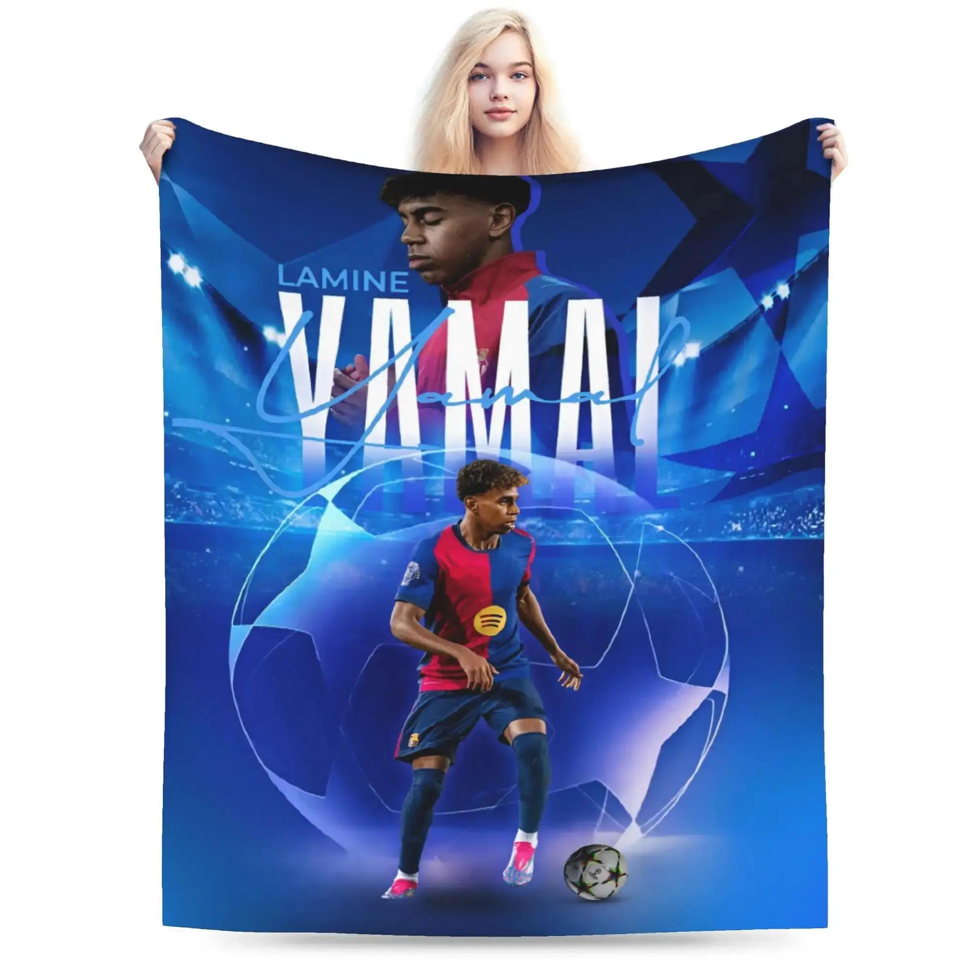 Lamine Yamal Fleece Blanket Soft Comfortable Football Star Themed Throw for Bed or Sofa Use 75cmx90cm