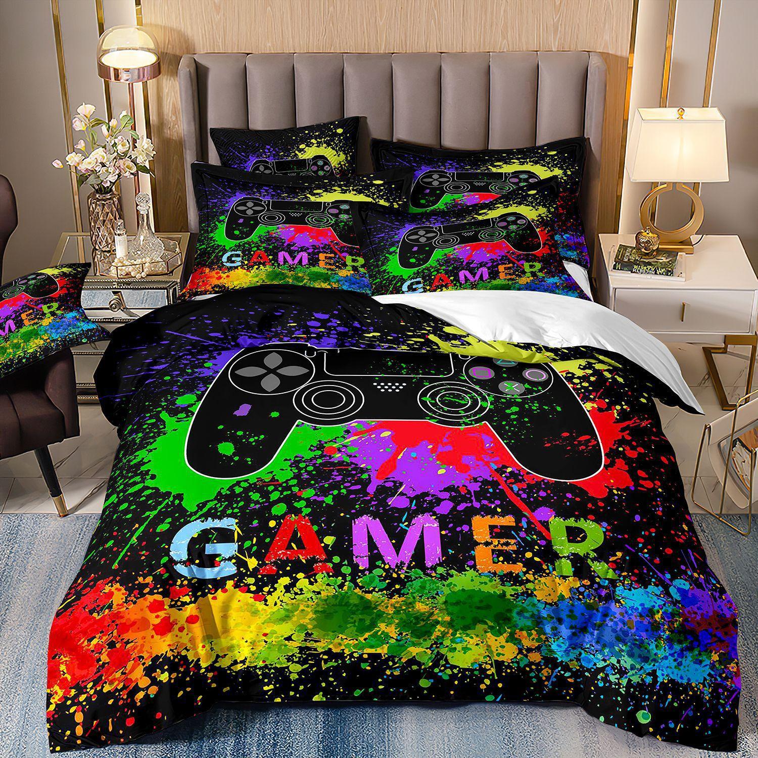 

Bedding Home Textiles Gamepad Digital Printing Three-Piece Quilt Cover Sheet Kit 70 * 133