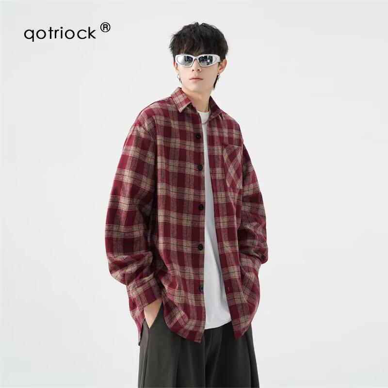 Retro Plaid Men s Long Sleeve Jacket: Spring/Autumn 2025 Collection XXL красный