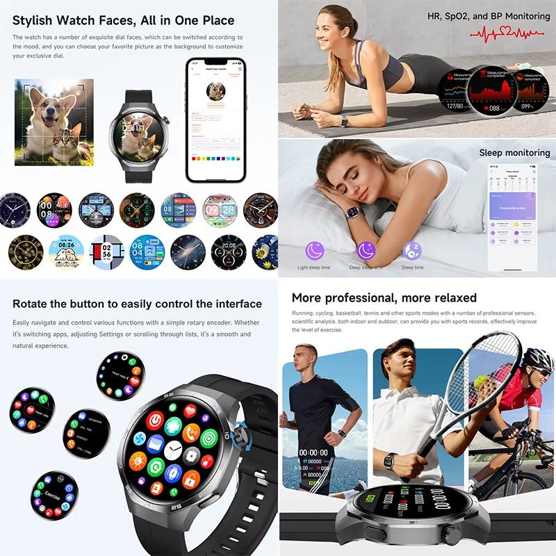 2025 New Bluetooth Call Smart Watch Men AMOLED HD Large Screen Heart Rate NFC IP68 Waterproof Sport Wireless Charging for Xiaomi