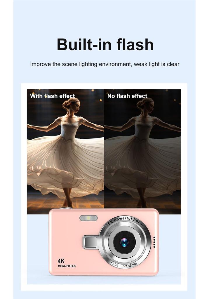 Q12 4K HD Digitalkamera: Einsteiger Mini-Kartenkamera für die Heimfotografie