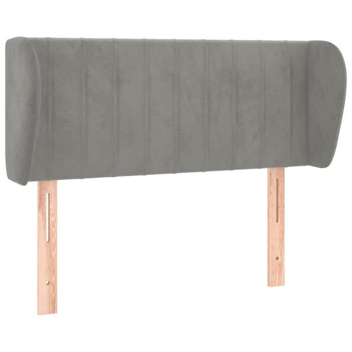 VidaXL Tête de lit avec oreilles Gris clair 103x23x78-88 cm Velours3117424