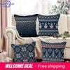 Winter Snowflake Pillowcase 45X45 Pillowcase Navy Blue Christmas Decorations Snowman Throw Pillowcase Cushion Outdoor Courtyard