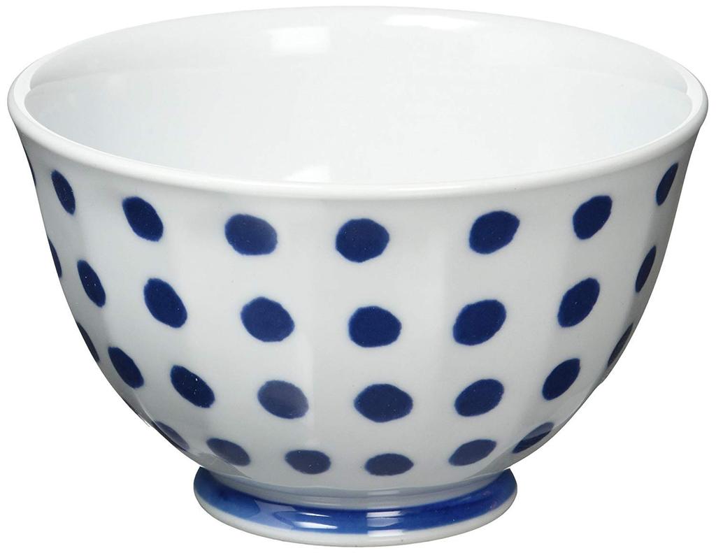Nishikai Toki Hasami Ware Lightweight Mini Rice Bowl Indigo Circle 13305 Set, Pattern, 13.5cm Diameter,