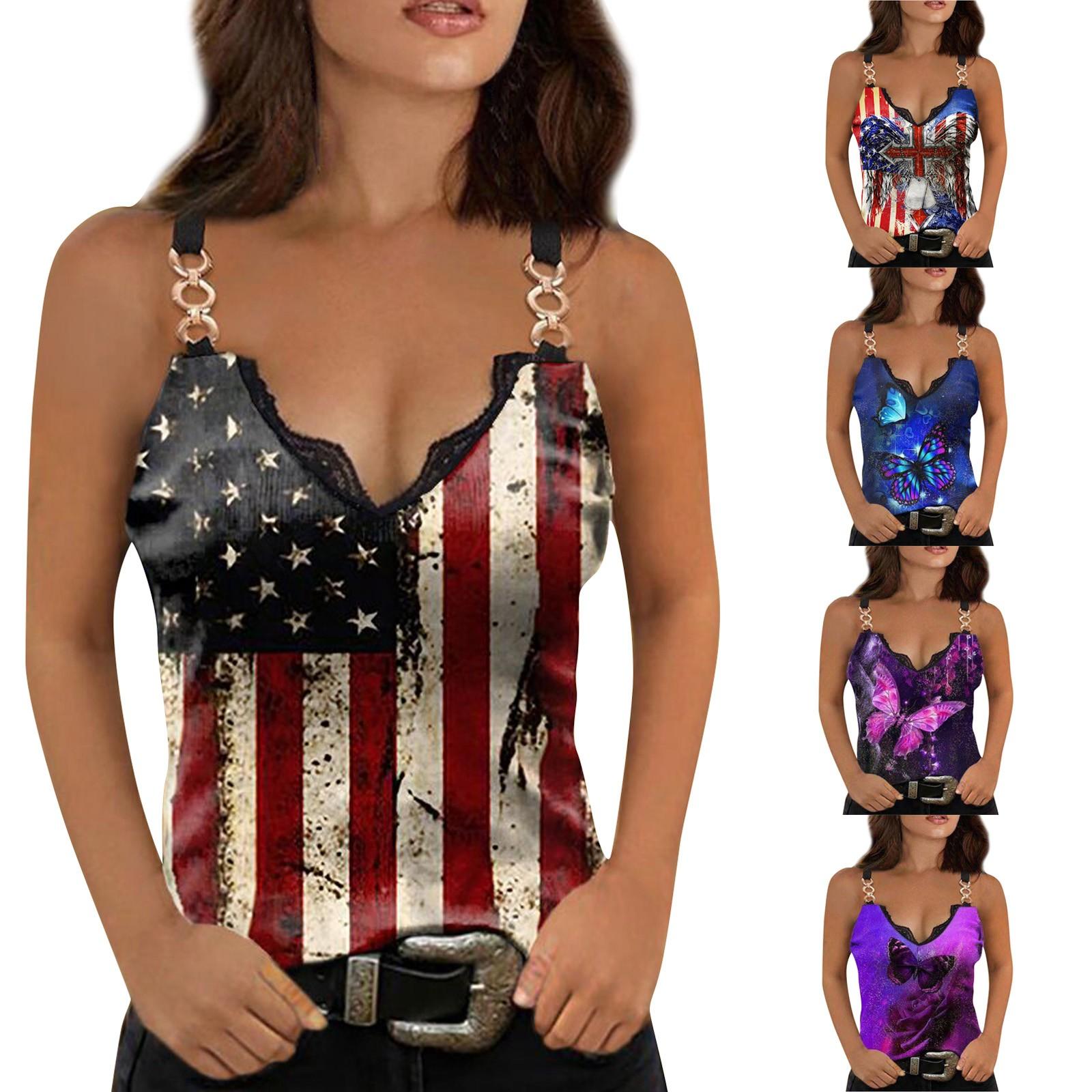 

Модные женские повседневные майки без рукавов с принтами и ремешками на бретельках