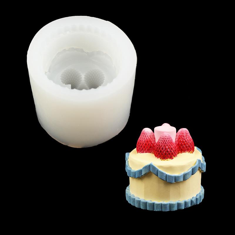 3D Strawberry Shape Silicone Candle Mold DIY Scented Gypsum Soap Cake Crafts Mould Handmade Chocolate Ice Baking Tools