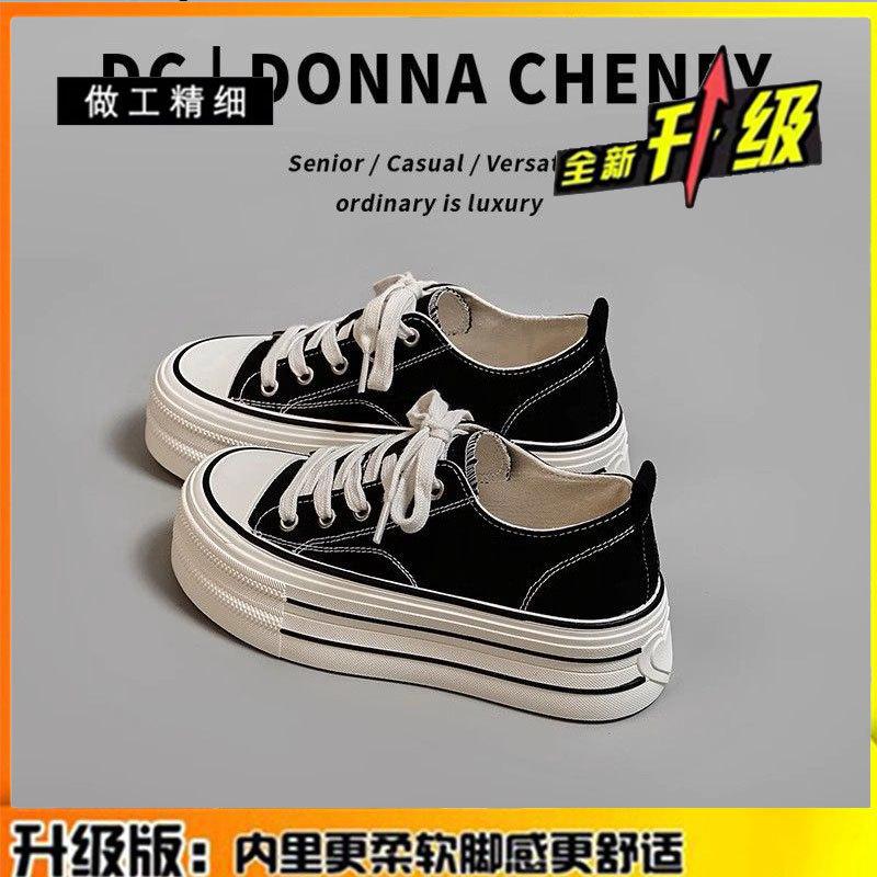 Thick-soled Heightening Breathable Canvas Shoes Women's Summer 2025 New Casual Versatile Thick-soled Heightening Sports Board Shoes