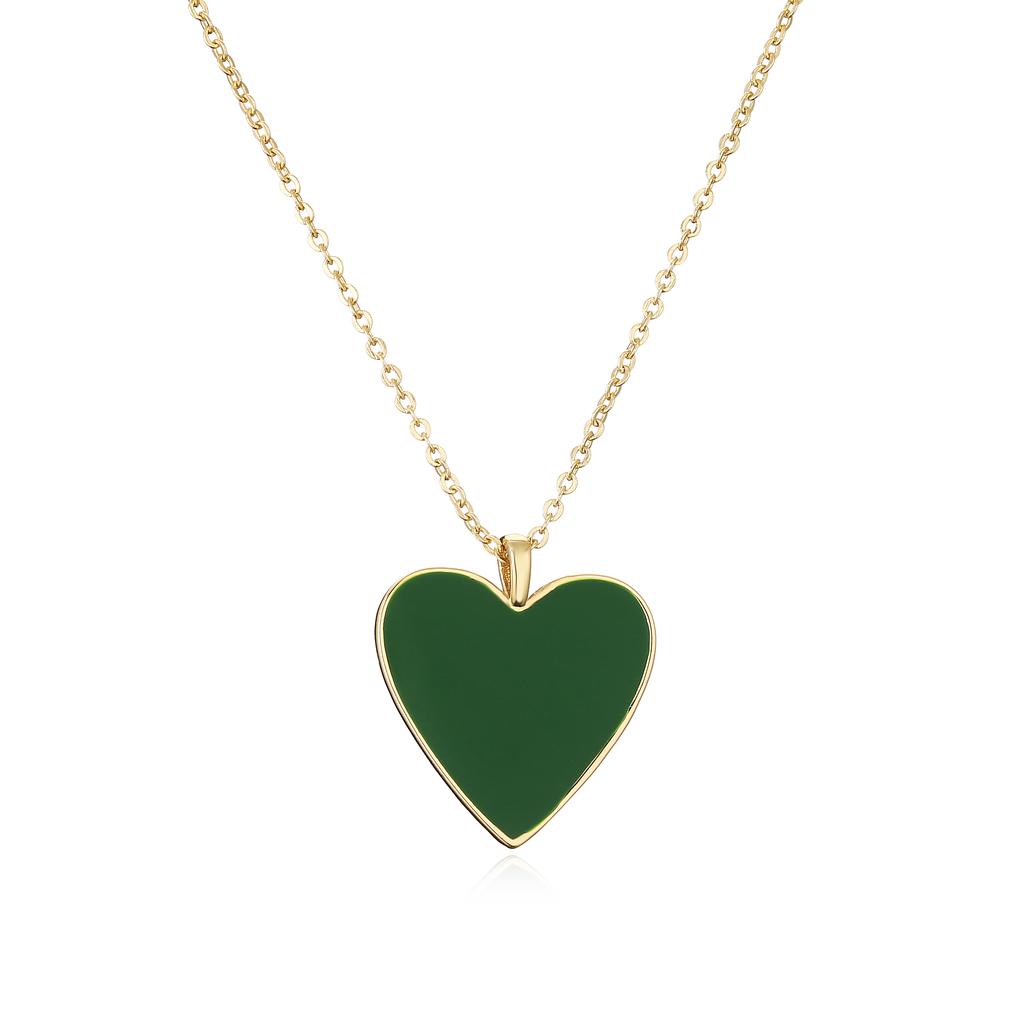 HECHENG,Gold Plated O-Chain Heart Pendant Necklace Copper Enamel Colorful Necklace Zircon for Women