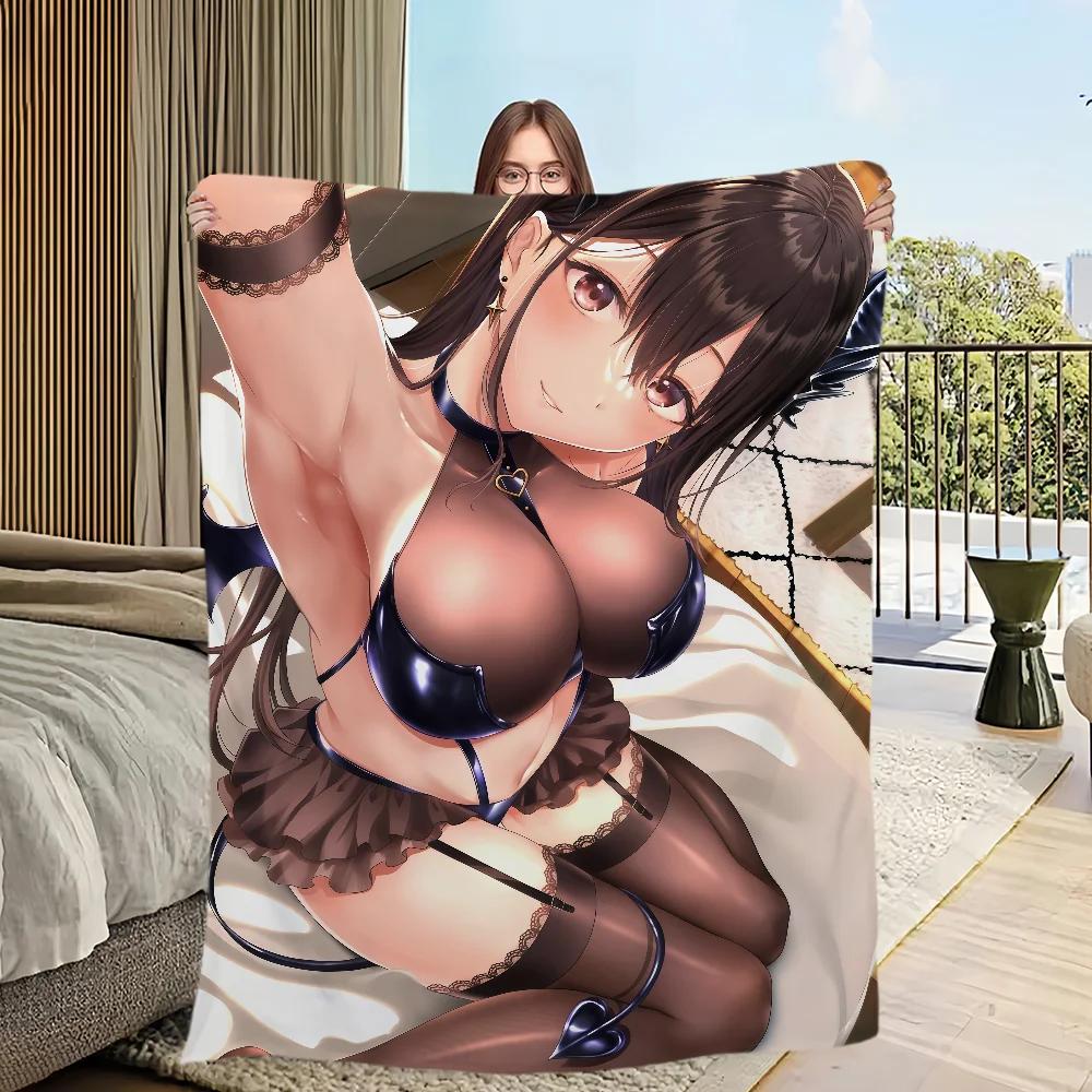 Warm Soft Plush Game Yui Seifuku Fanart KKanojo Blanket for Sofa Living Room Office Bedroom Travel Gift Konomi Flannel