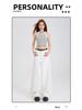 Women's Autumn 2025 Casual White Wide-Leg Pants: High-Waist, Loose, Slimming, Drapey, Floor-Length