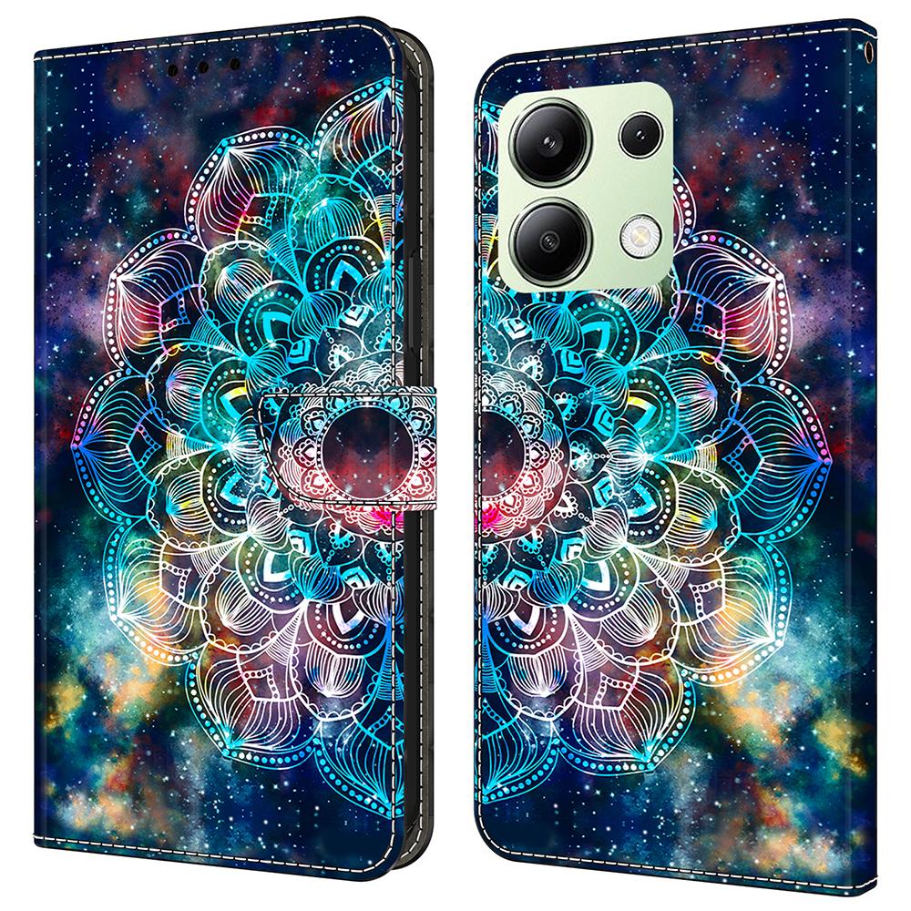 For Xiaomi Redmi Note 13 4G Case Pattern Printed Protective Cover TPU+PU Leather Flip Phone Case