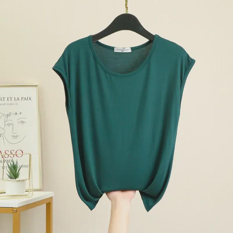 Women's Summer Loose Modal Sleeveless Round Neck Top - Solid Color, Large Size, Thin Home Vest