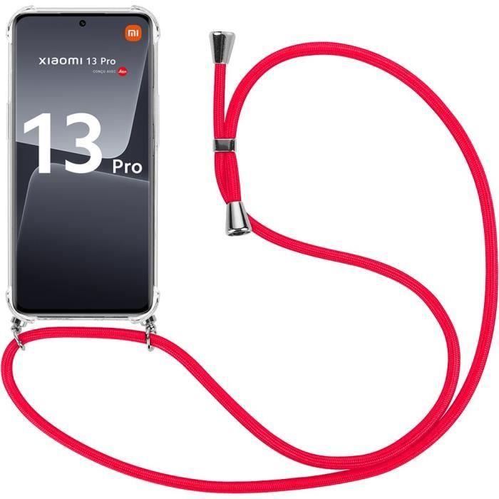 Coque pour Xiaomi 13 Pro - Protection Souple Renforcée + Bandoulière Réglable Rouge