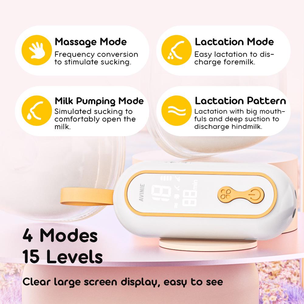 Wearable Hands Free Breast Pump  Portable Low Noise Breastfeeding Pump with 4 Modes 15 Levels Double Electric Breast Milk Pump