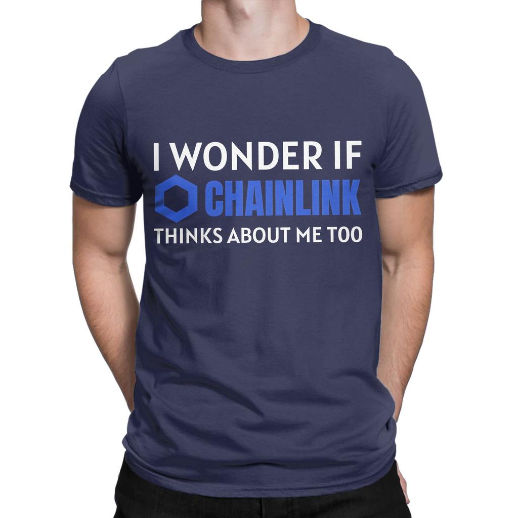 I Wonder If Chainlink Thinks About Me Too Crypto Cryptocurrency Link Graphic 100 Cotton Tshirt Chainlink Tops Tees For Unisex