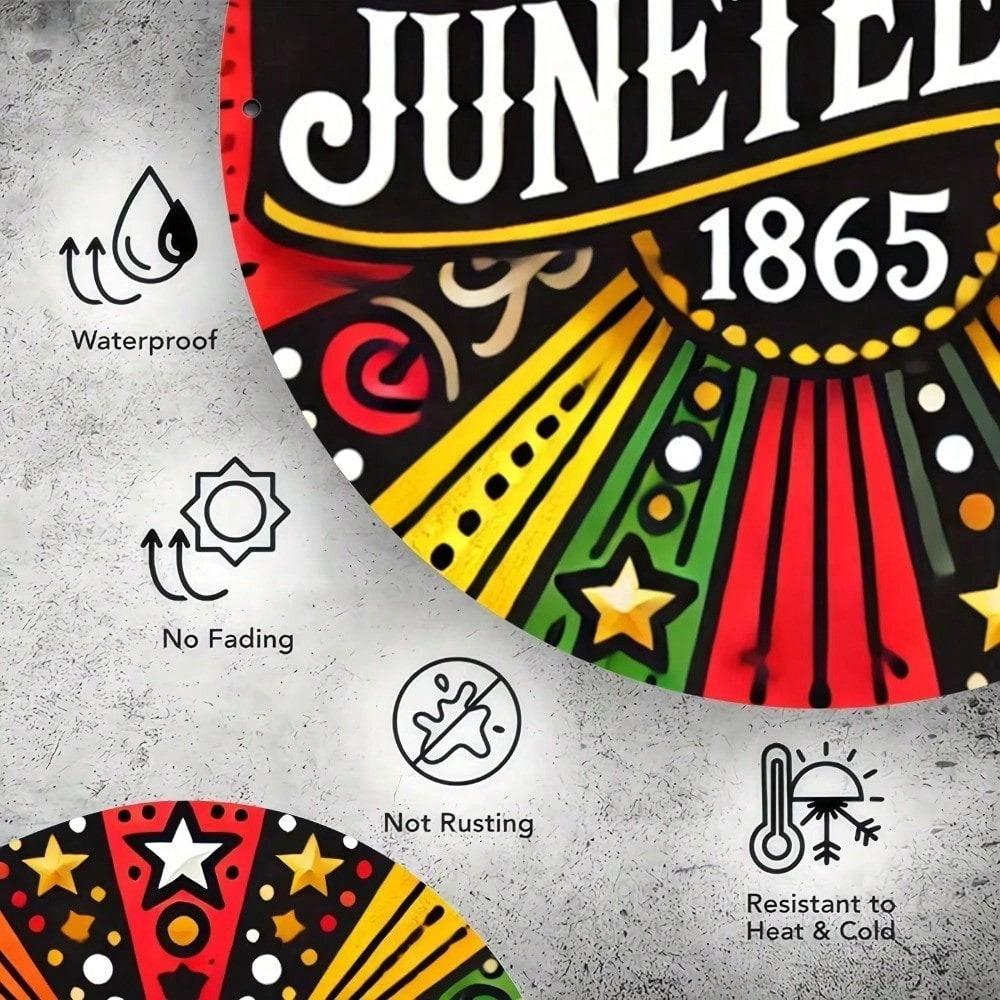 Vintage Round Metal Sign 1865 Juneteenth Commemorative Aluminum Plaque Home Wall Art Decor