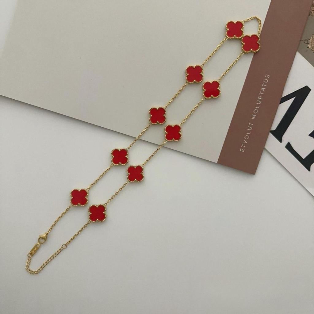 Neuer Eingang 15mm Vierblättriges Kleeblatt Halskette 10 Blumen Schlüsselbein Kette Nicht verblassend Modeelegant Halskette