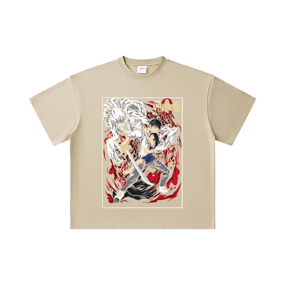260 GSM Double Yarn 32 Count 100% Cotton Jujutsu Kaisen V65 Yuta Print Unisex Heavy Cotton T Shirt