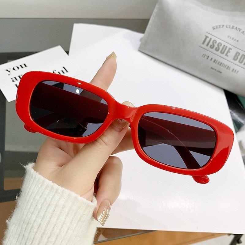 2pcs Unisex Gradient UV Blocking Rectangle Sunglasses Korean Ladies Rectangle Eyeglass Frame Frame Design Retro Sunglasses