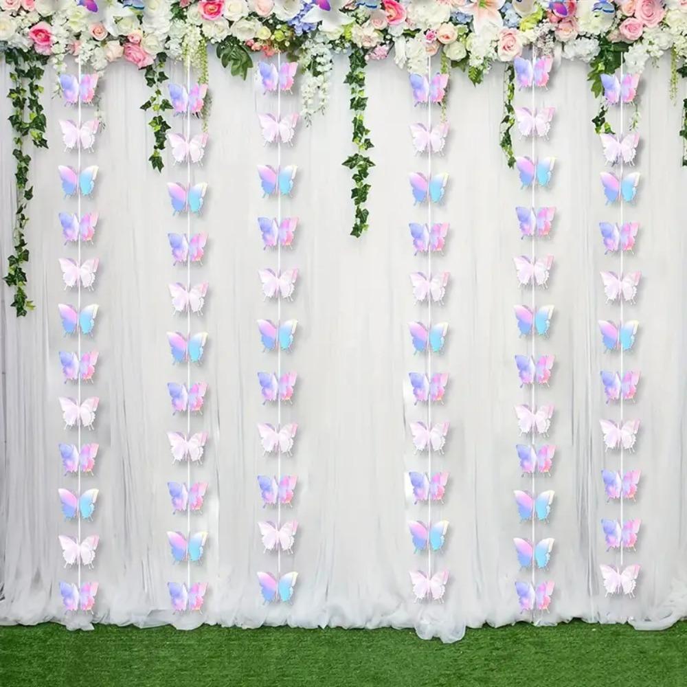 2m 3D Butterfly Paper Banner DIY Party Hanging Decoration  Wedding Birthday