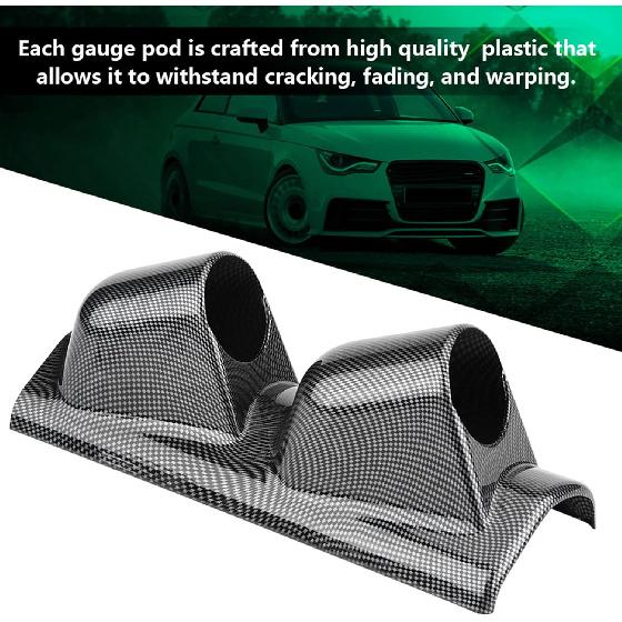 Carbon Fiber Universal Meter Gauge Pillar Mount Pod Holder Bracket Gauge Holder, for Auto Truck Boat Motorcycle (2 Hole)
